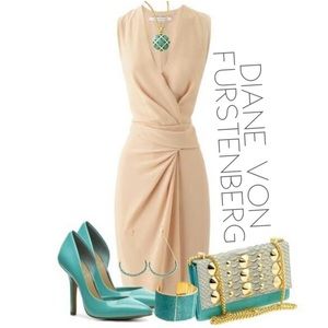 New DVF Beyatta wrap dress Creme Brûlée 12 L 0329